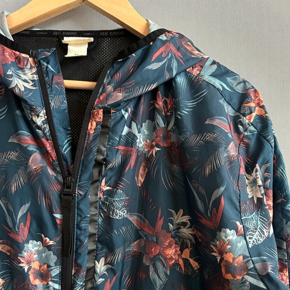 H&M Floral Print Lightweight Windbreaker Running Jacket Hooded Activewear Size L - Picture 4 of 5